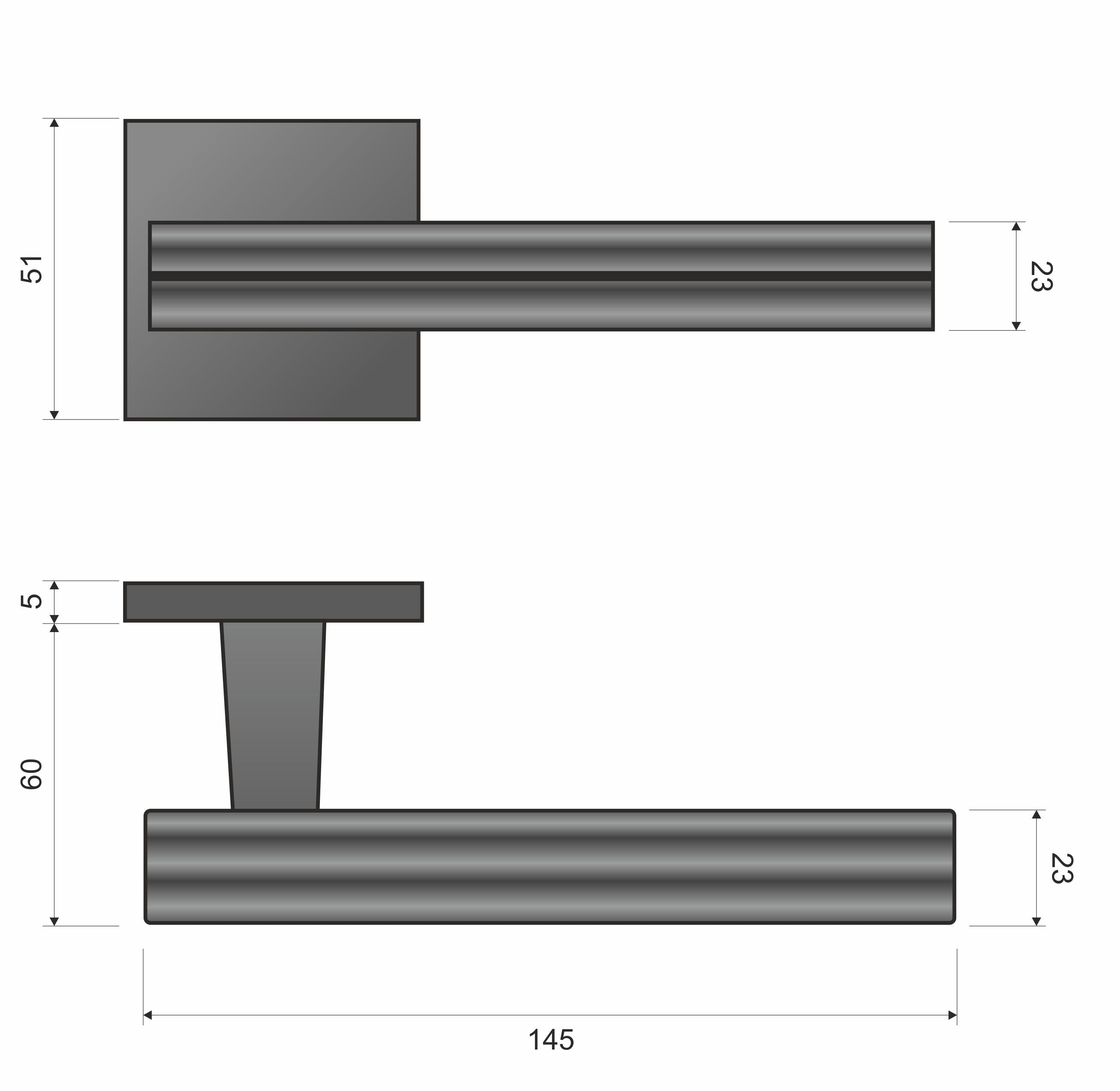 Infinity Line Carrera KCRA B00/M700 Black/Chrome Mattt - Door Handle on a Square Rose