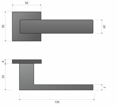 Infinity Line Cavo KVO black B00 - Door Handle on a Square Rose