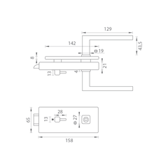 M.P MP - UNIQUE R8 - GLASS LOCK with handle SULLA - WC - Locks for glass doors