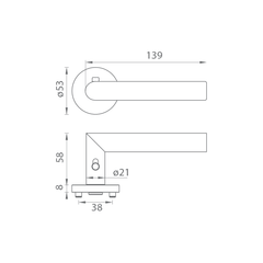 Griffwerk GK - LUCIA PROFESSIONAL - R - S2L with locking - Handles on round rosettes