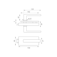 Tupai TI - LOCK for glass with handle SONIA 4014 - without hole - Locks for glass doors