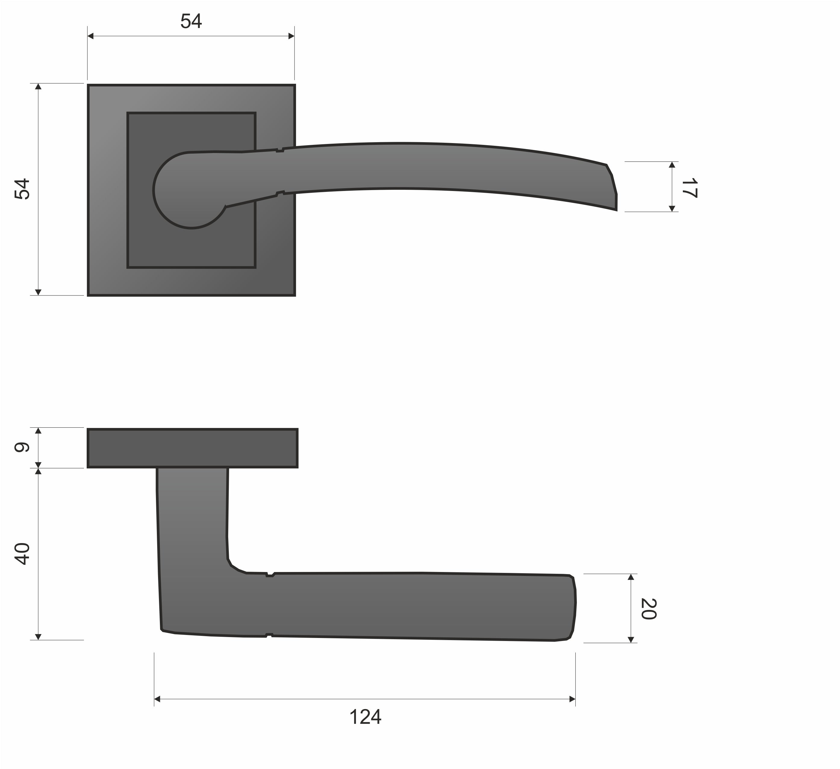 Infinity Line Dalia KDL 100K - Door Handle on a Square Rose