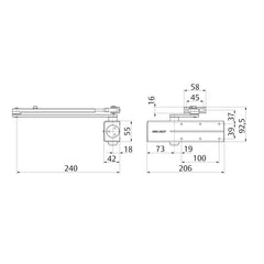 Assa Abloy CLOSER DC140 EN2/3/4 silver - door closer with arm
