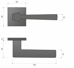 Infinity Line Diamond FIT black KDF B00 - Door Handle on a Square Rose