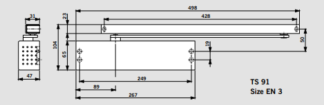 DORMA TS 91 silver - door closer with sliding bar