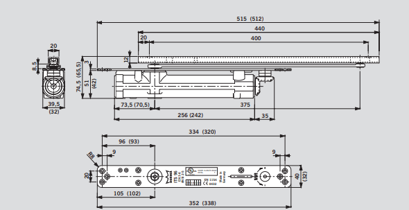 Dormakaba DORMA ITS 96 B size 2-4 silver - concealed door closer with sliding rail