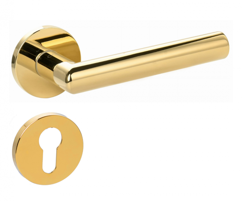 Ronda FIT KRD O G00 Gold - Door Handle on a Round Rose