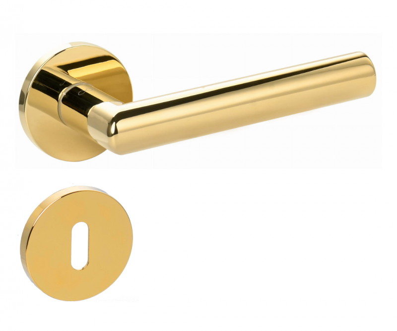 Ronda FIT KRD O G00 Gold - Door Handle on a Round Rose