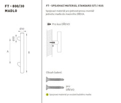 FT - HANDLE code K00 30 mm ST pc Door Handle