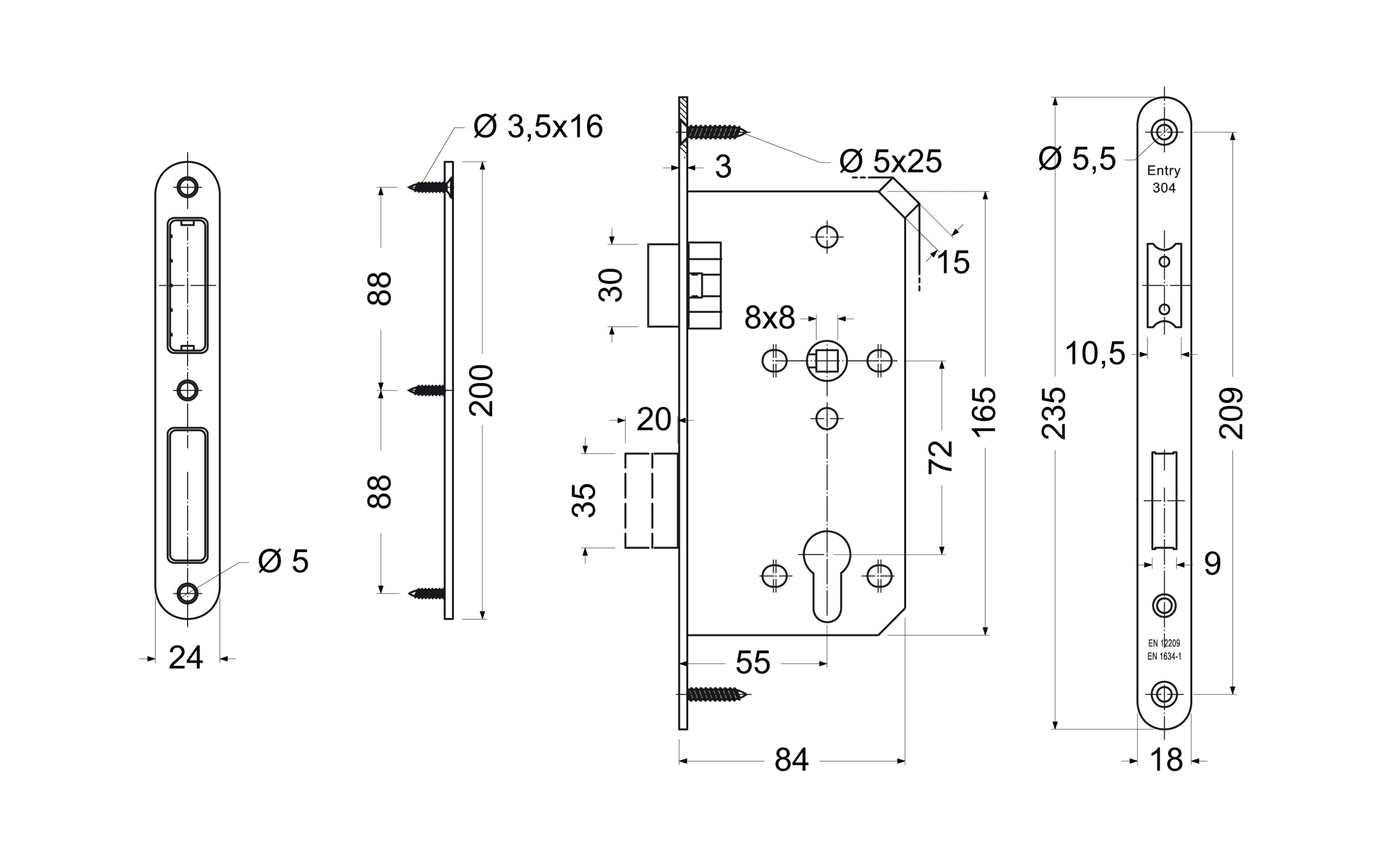 Magnetic lock for cylinder insert - 
EN.304M.PZ.72.55.18 black