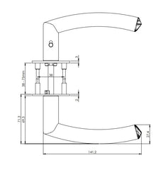 Griffwerk GK - JETTE CRYSTAL PIATTA S - R - S2L with locking - Handles on round rosettes