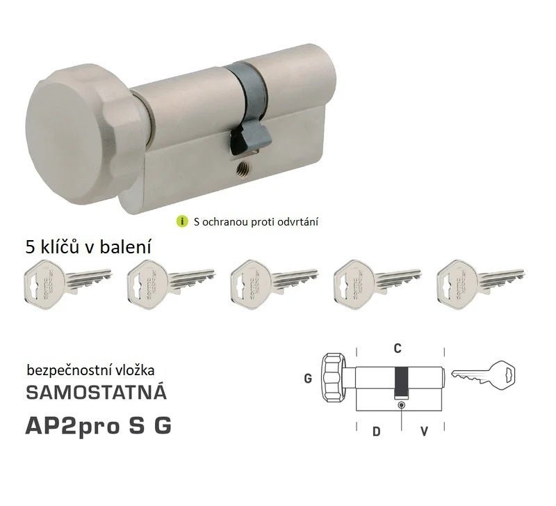 DORMAKABA DK - AP2pro S G - with knob - Separate safety inserts - BT3