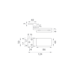 M.P MP - UNIQUE R8 - Glass hinge with horizontal plate - pair - Horizontal hinges and hinges for glass doors