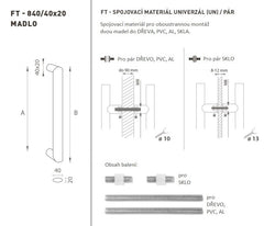 FT - HANDLE code K40 40x20 mm UN pair - Round straight handle