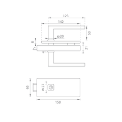 M.P MP - UNIQUE R8 - Glass LOCK with QUADRA handle - without front opening - Locks for glass doors