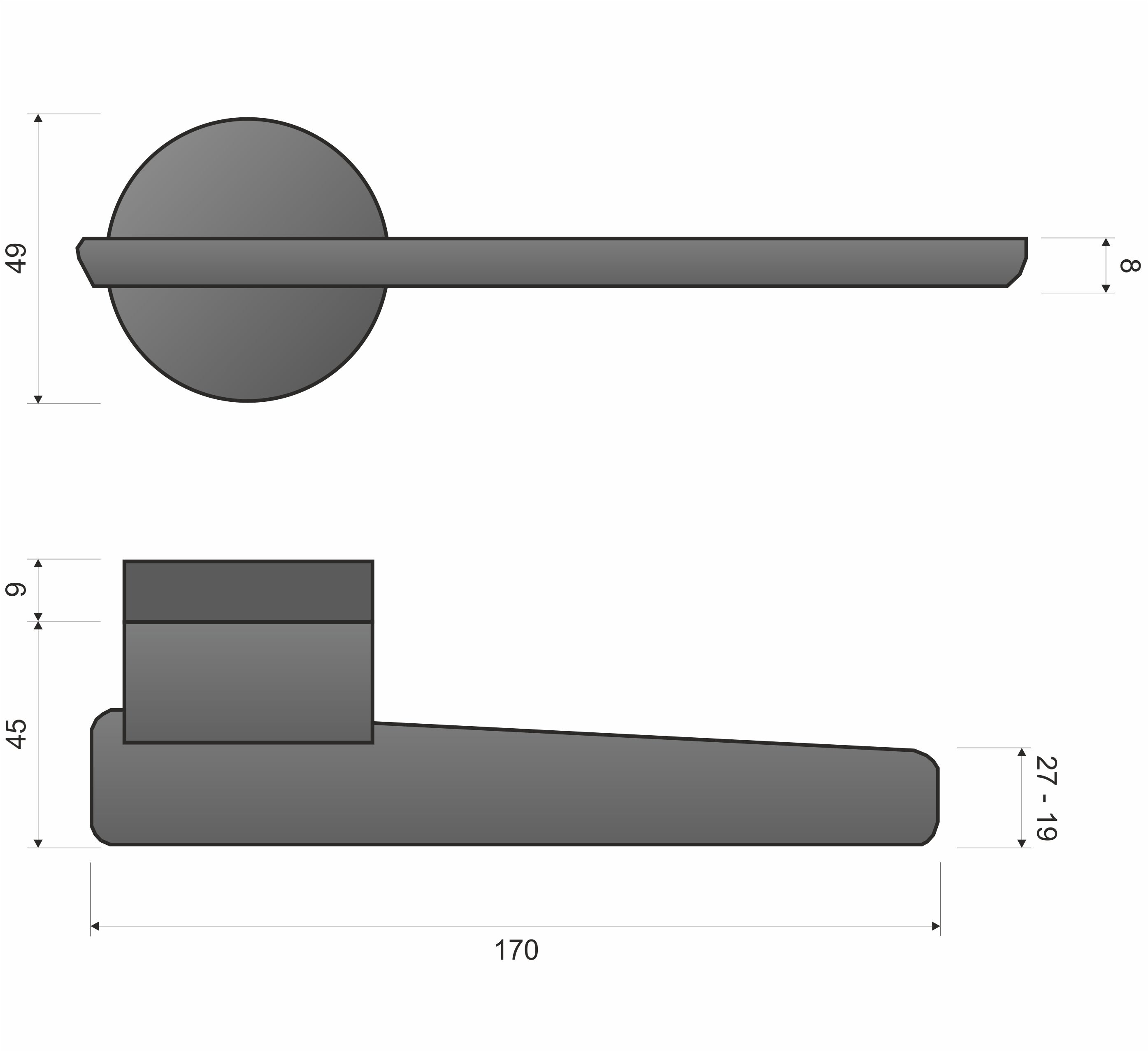 Gemello KGML B00 Black Door Handle on a Round Rose