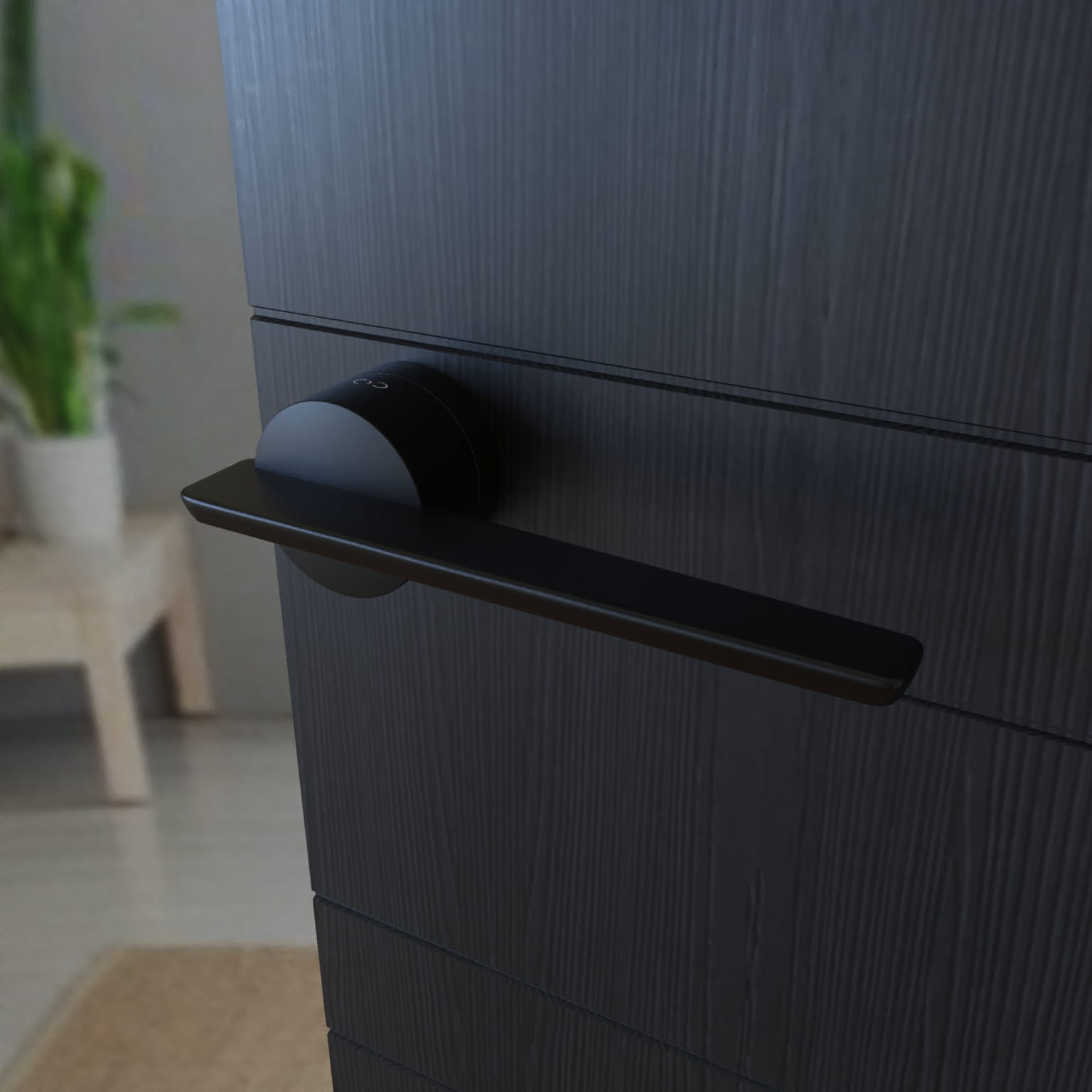 Gemello KGML B00 Black Door Handle on a Round Rose