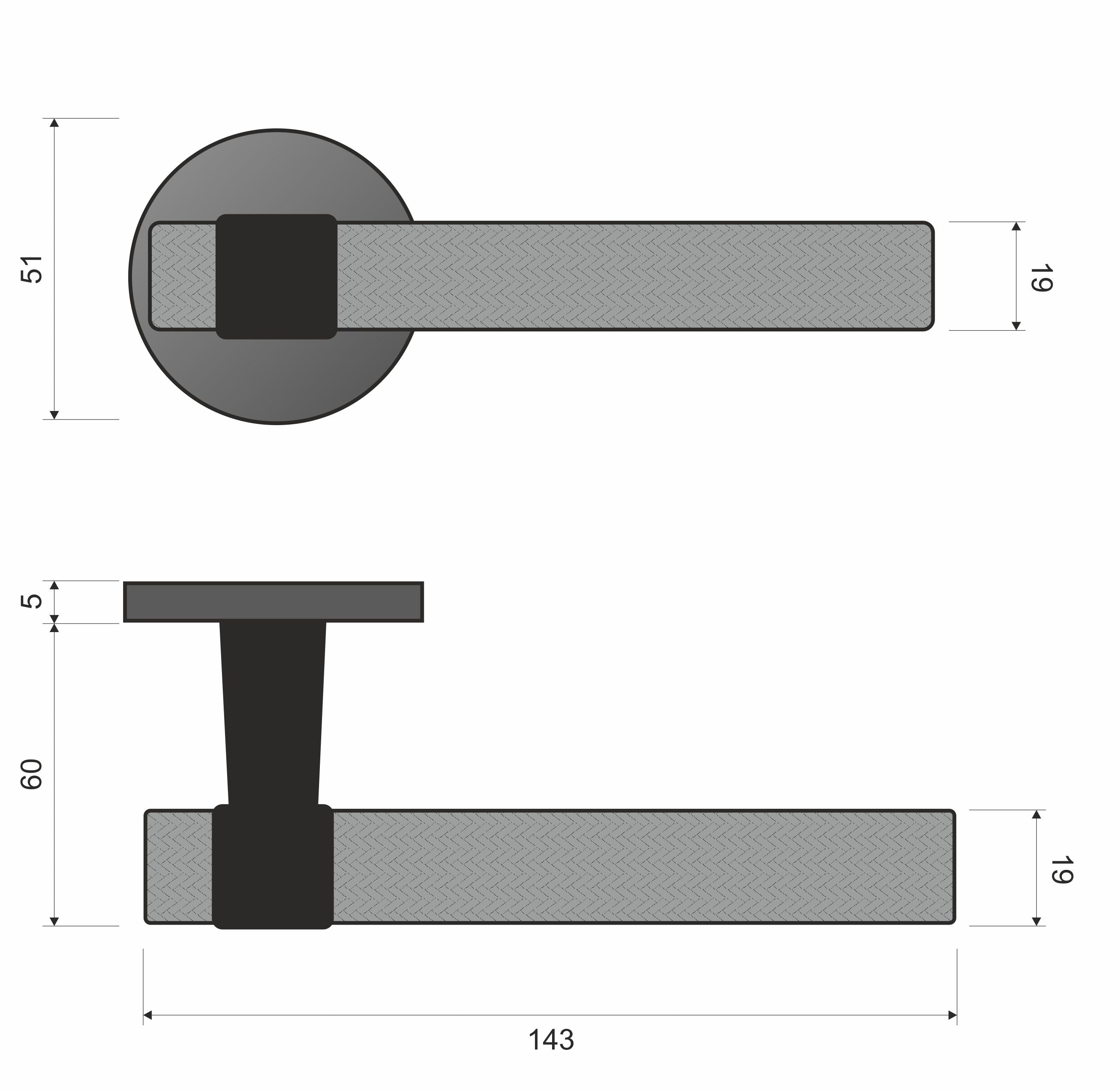 Ghost KGOS B00 black - Door Handle on a Round Rose