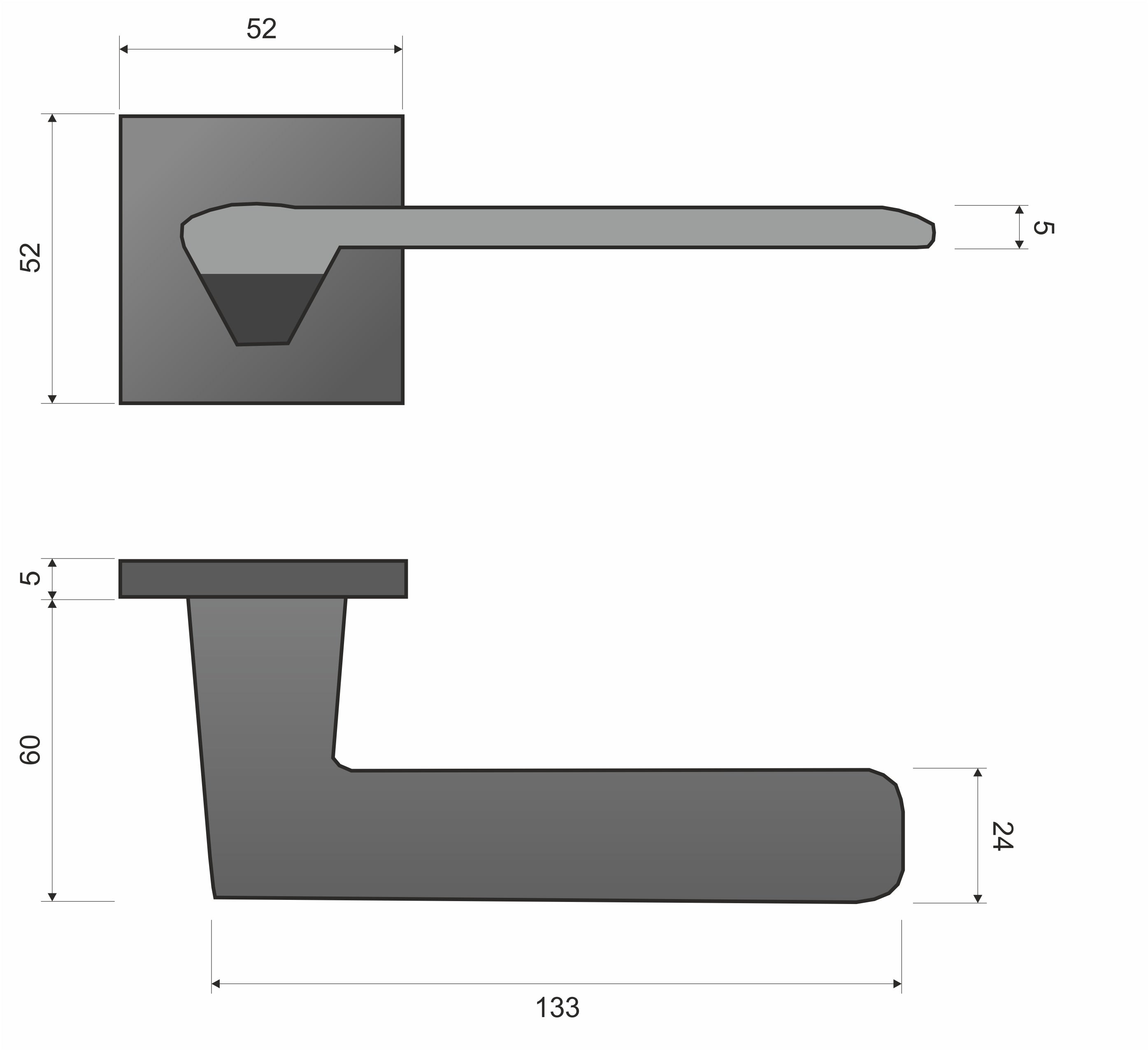 Giulietta SLIM KGUL S M700 matt chrome - Door Handle on a Square Roses