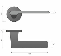 Giulietta SLIM KGUL S O 700 chrome - Door Handle on a Round Rose