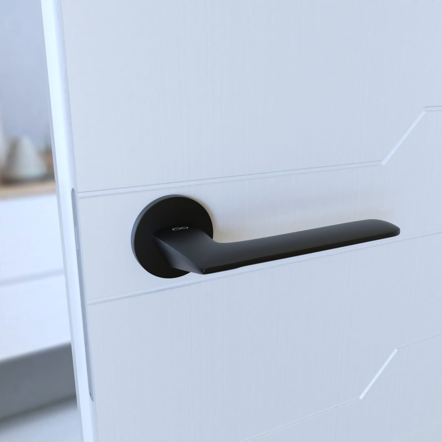 Infinity Line Giulietta SLIM KGUL S O B00 Black - Door Handle on a Round Rose