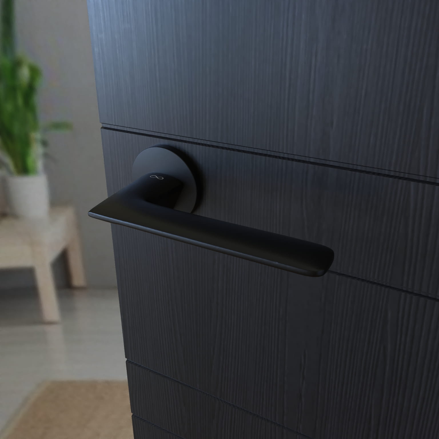 Infinity Line Giulietta SLIM KGUL S O B00 Black - Door Handle on a Round Rose