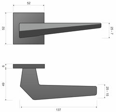 Infinity Line ICE black KCE B00 - Door Handle on a Square Rose
