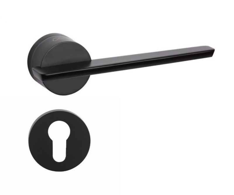 Gemello KGML B00 Black Door Handle on a Round Rose