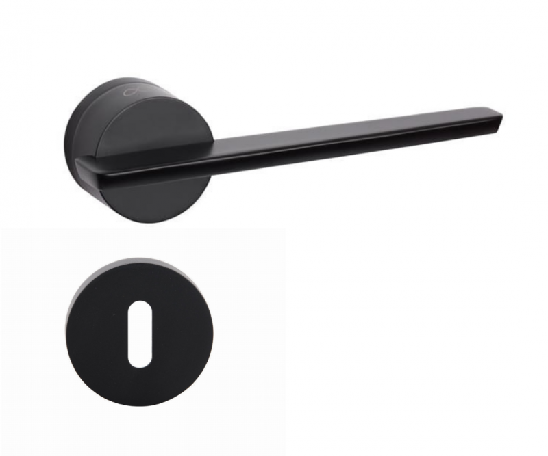 Gemello KGML B00 Black Door Handle on a Round Rose
