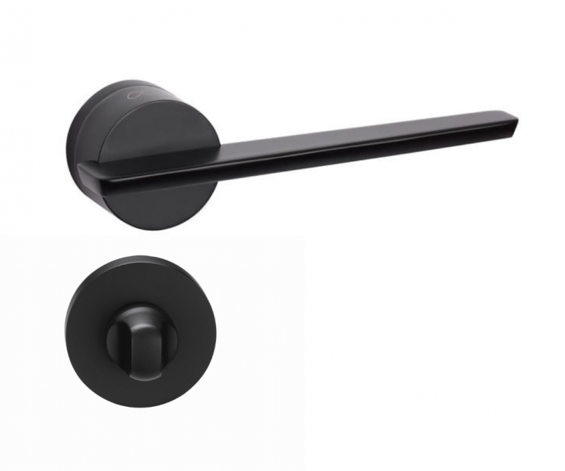 Gemello KGML B00 Black Door Handle on a Round Rose