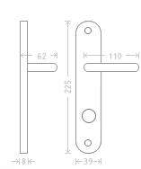 Jana door  - Door Handle on a Backplate - brass