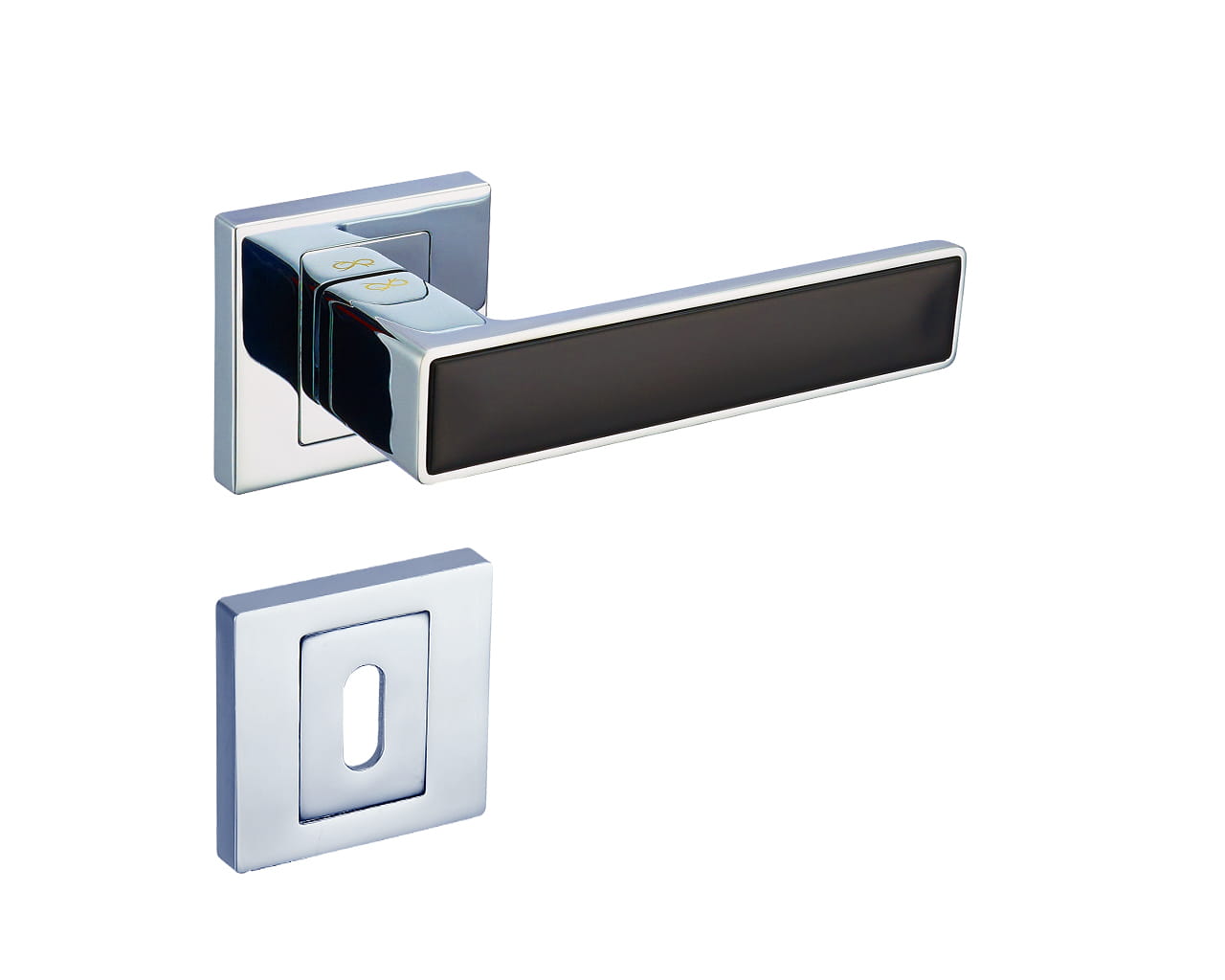 Infinity Line Concept KCK 700/200 Chrome/Black - Door Handle on a Square Rose