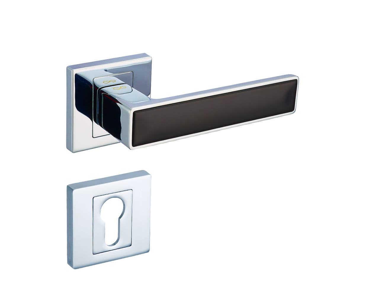 Infinity Line Concept KCK 700/200 Chrome/Black - Door Handle on a Square Rose