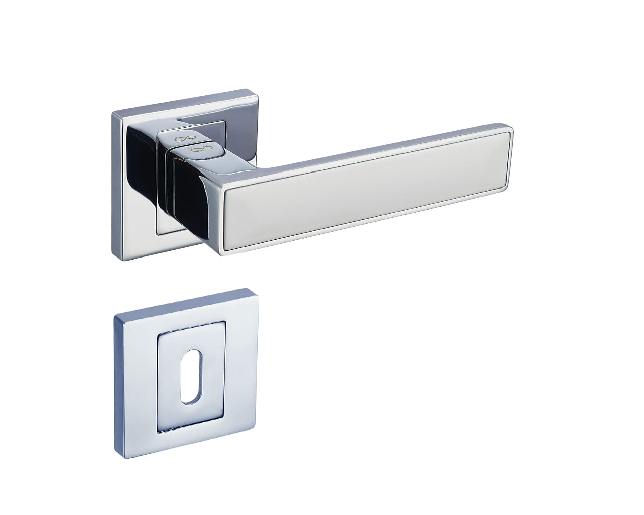 Infinity Line Concept KCK 700/800 Chrome/White - Door Handle on a Square Rose