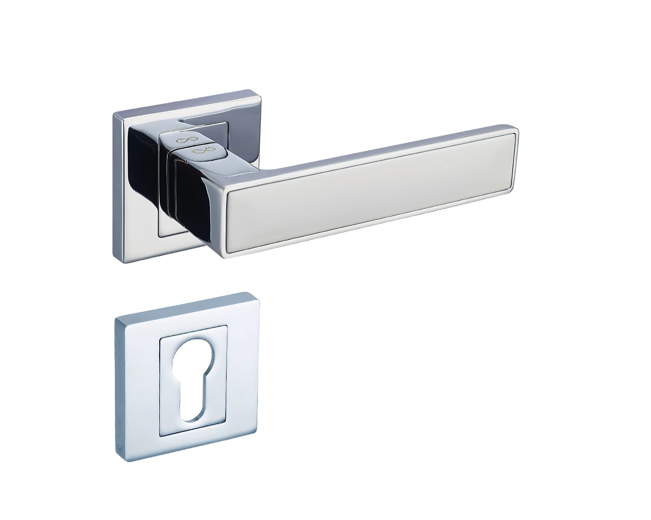 Infinity Line Concept KCK 700/800 Chrome/White - Door Handle on a Square Rose