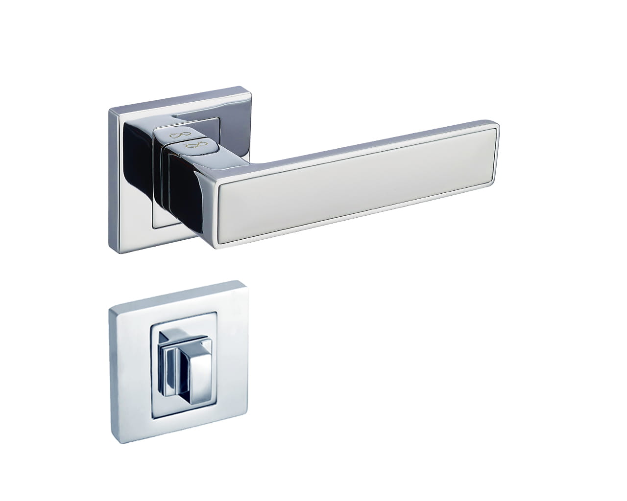 Infinity Line Concept KCK 700/800 Chrome/White - Door Handle on a Square Rose
