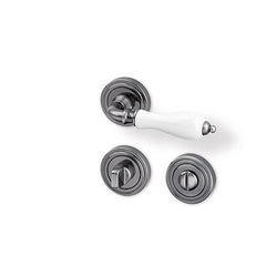 Klasik R - nickel / porcelain - Door Handle on a Round Rose