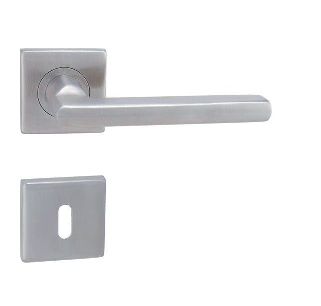 MP fittings Daniela HR stainless steel - Door Handle on a Square Rose made of stainless steel