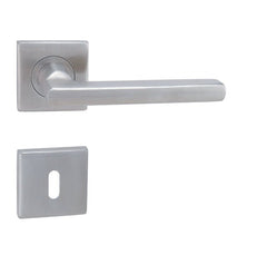 MP fittings Daniela HR stainless steel - Door Handle on a Square Rose made of stainless steel
