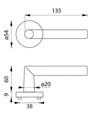 MP fittings Favorit R Black - Stainless Steel Door Handle on a Round Rose