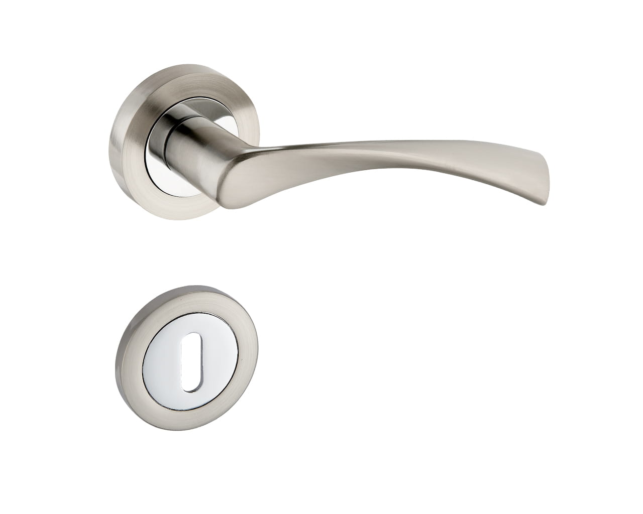 Laura KLR 100 Chrome Satin - Door Handle on a Round Rose