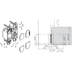 Hidden door hinge KUBICA K6200 chrome - satin