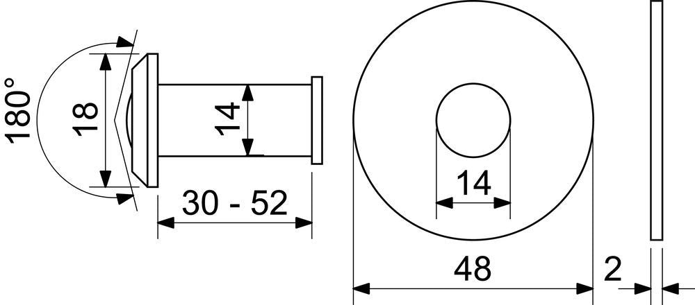 Richter Czech Peephole with washer RVW.30-52 brass