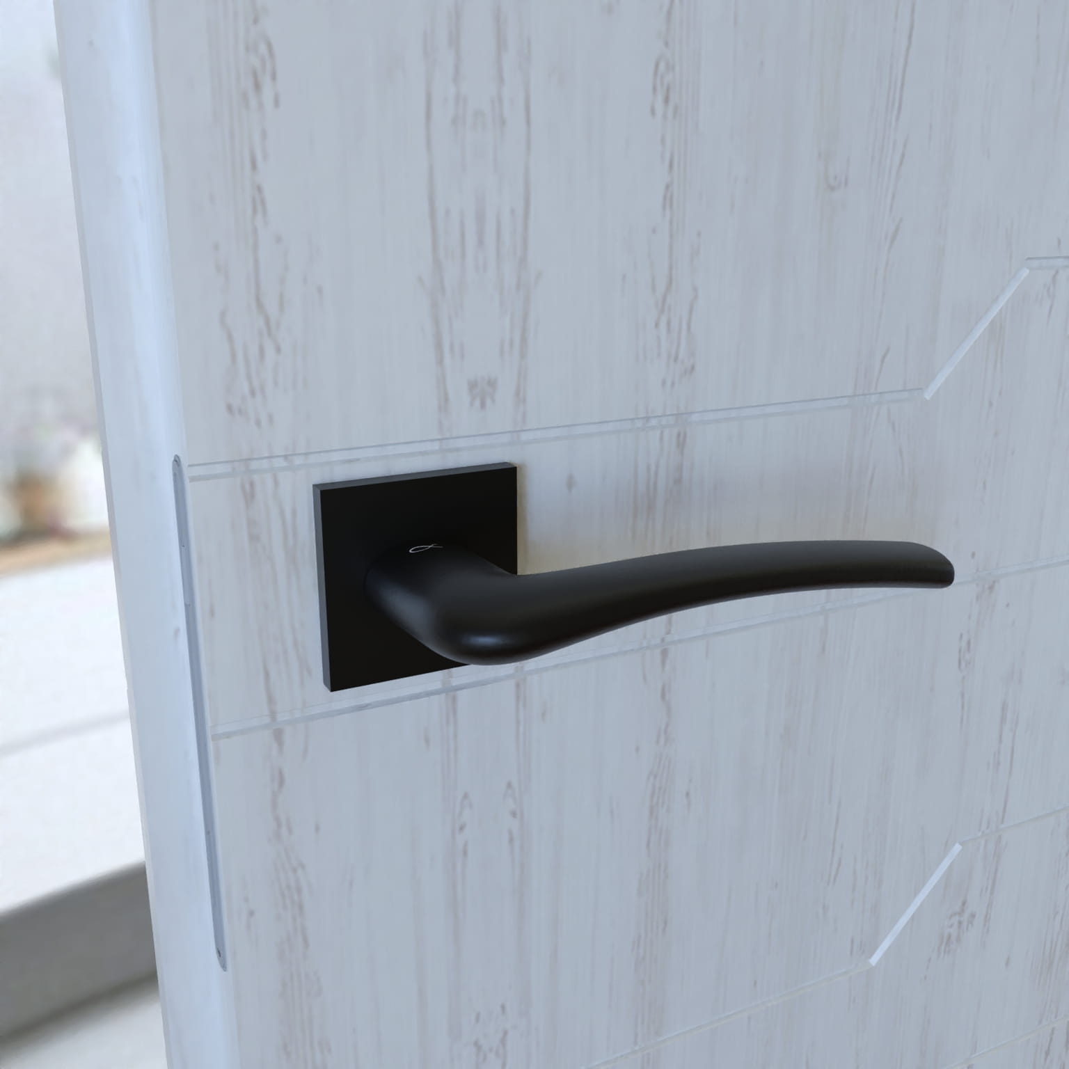 Infinity Line Vento SLIM Black KVNO S B00 - Door Handle on a Square Rose