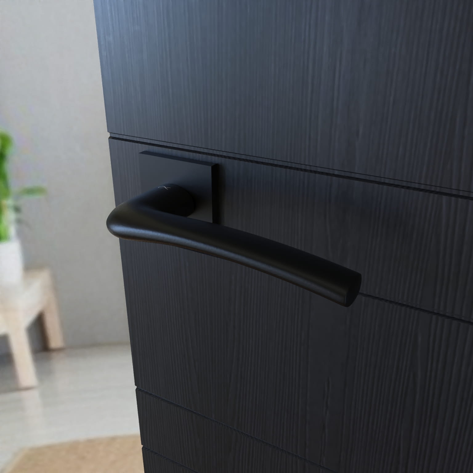 Infinity Line Vento SLIM Black KVNO S B00 - Door Handle on a Square Rose