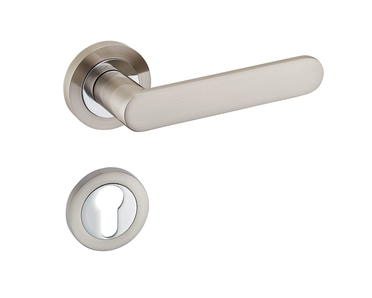 Wenus KWU O 100 Chrome Satin - Door Handle on a Round Rose