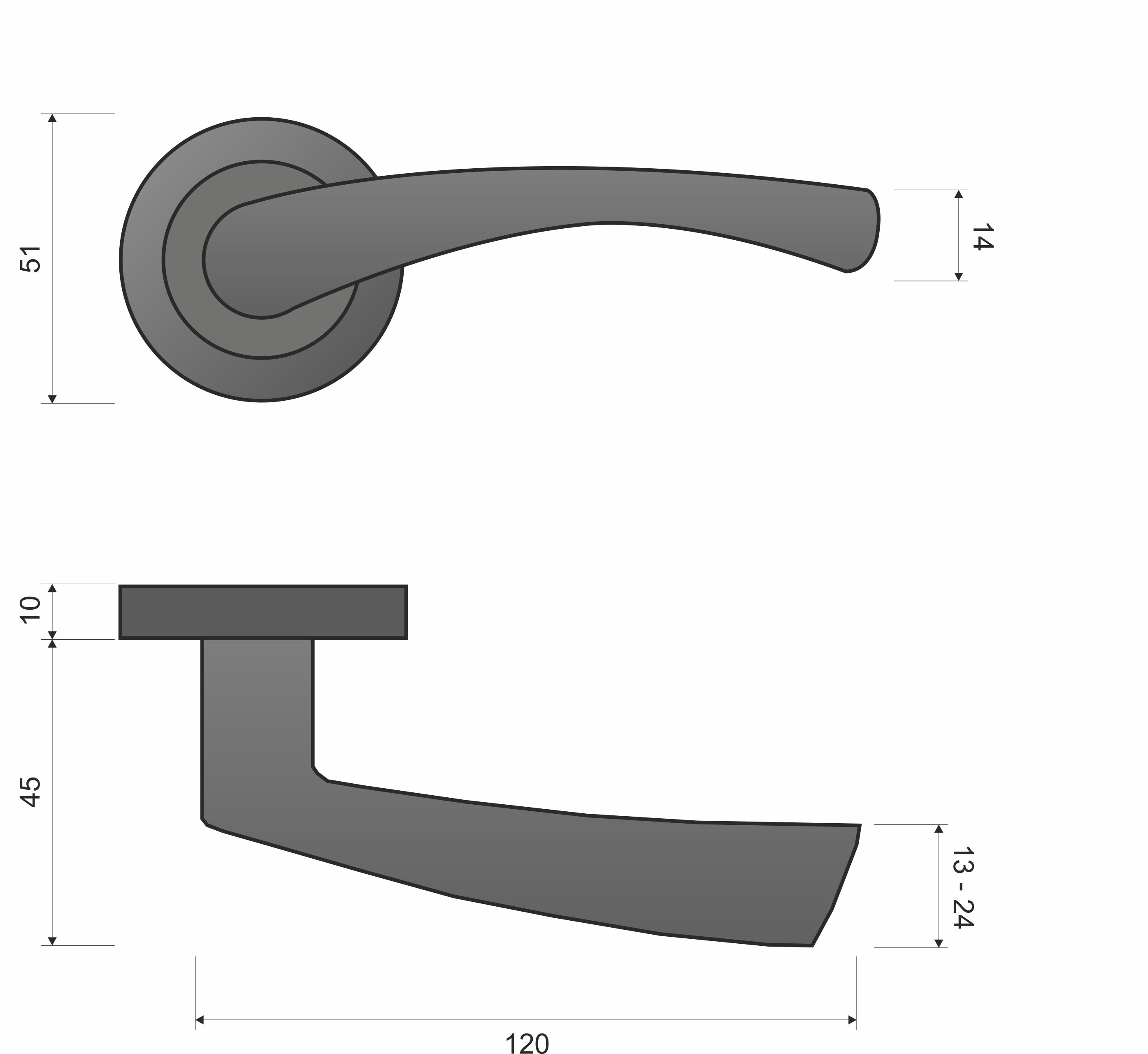 Laura KLR 100 Chrome Satin - Door Handle on a Round Rose