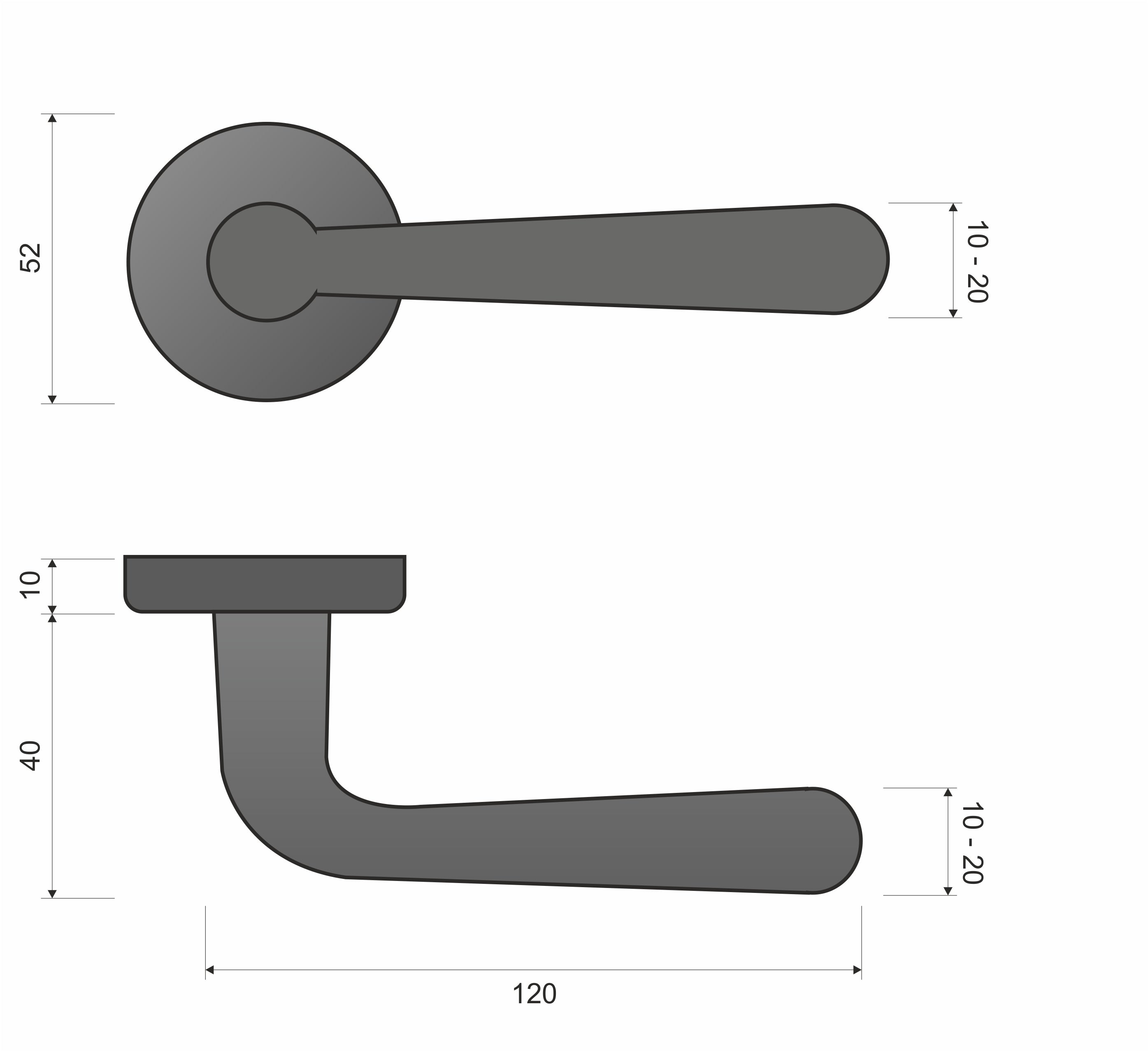 Lea KLE G00 Brass - Door Handle on a Round Rose