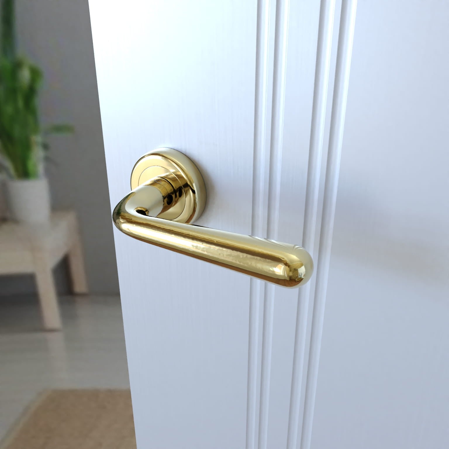 Lea KLE G00 Brass - Door Handle on a Round Rose