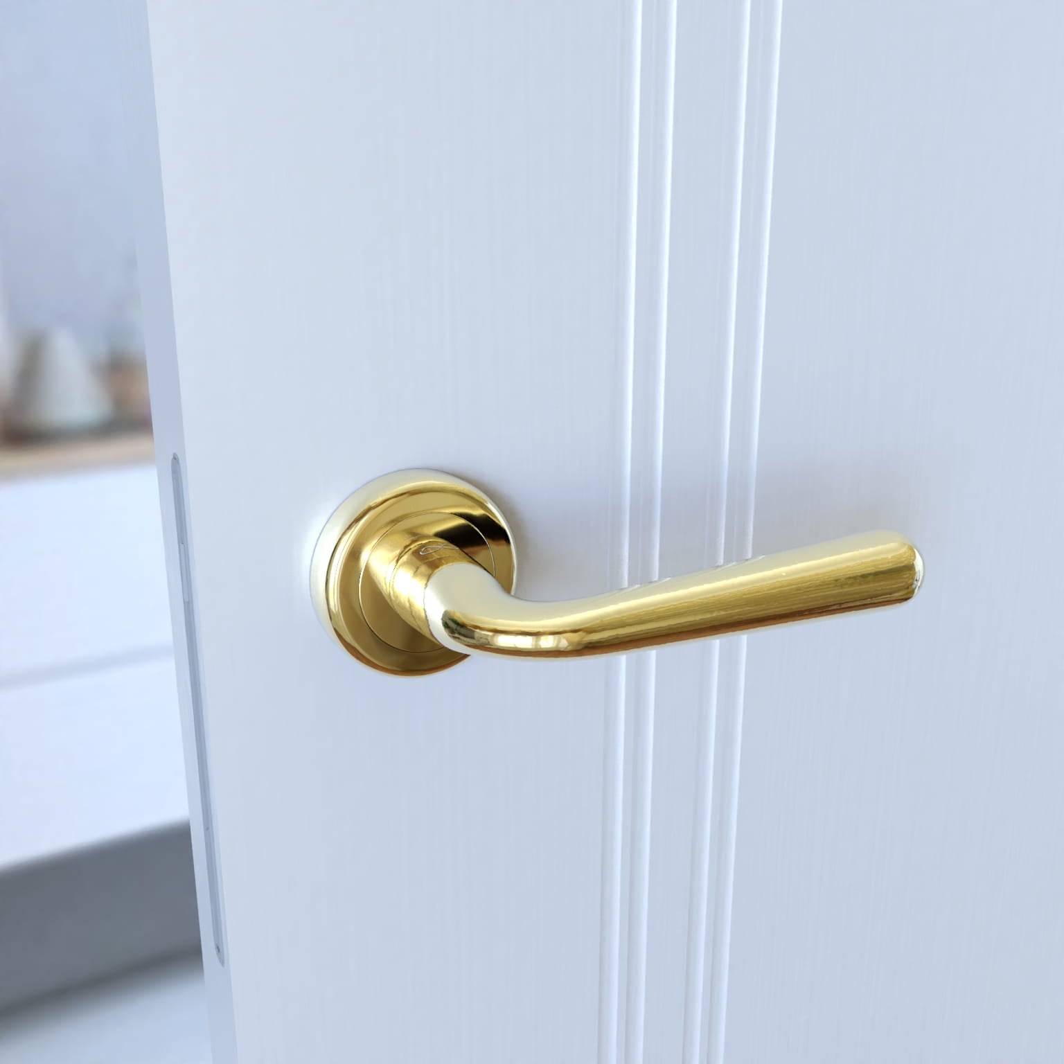 Lea KLE G00 Brass - Door Handle on a Round Rose
